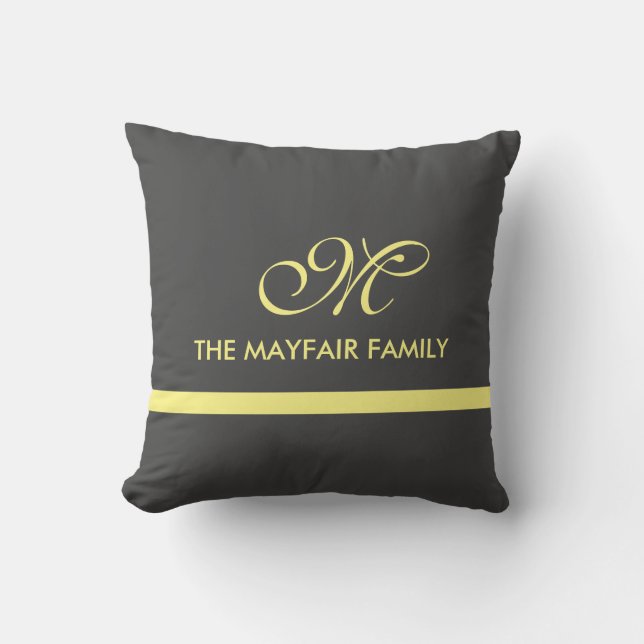 Diseño amarillo gris de la almohada del monograma (Anverso)