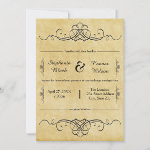 Diseño Antiguo Elaborado - Invitación de Boda