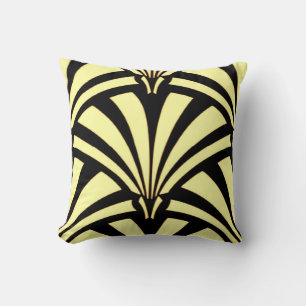Diseño Art Deco Cojín decorativo negro y amarillo