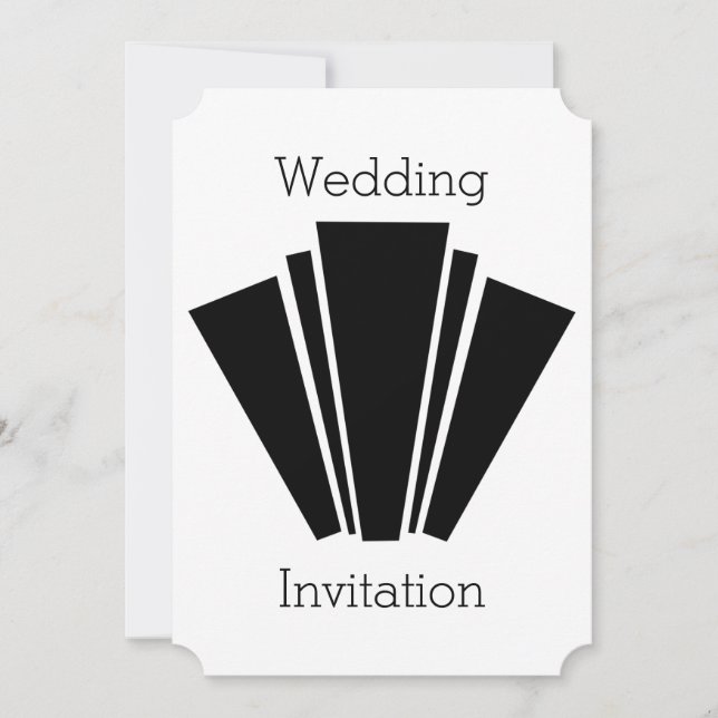 Diseño Art Deco Invitación a la Boda Negra Y Blanc (Anverso)