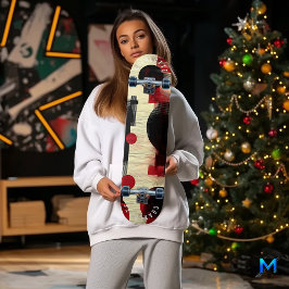 Diseño audaz de skateboard abstracto rojo y negro