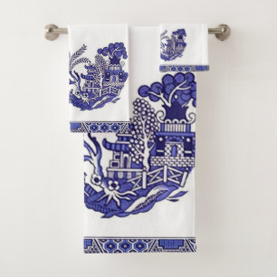 Diseño azul azul y blanco del sauce de China