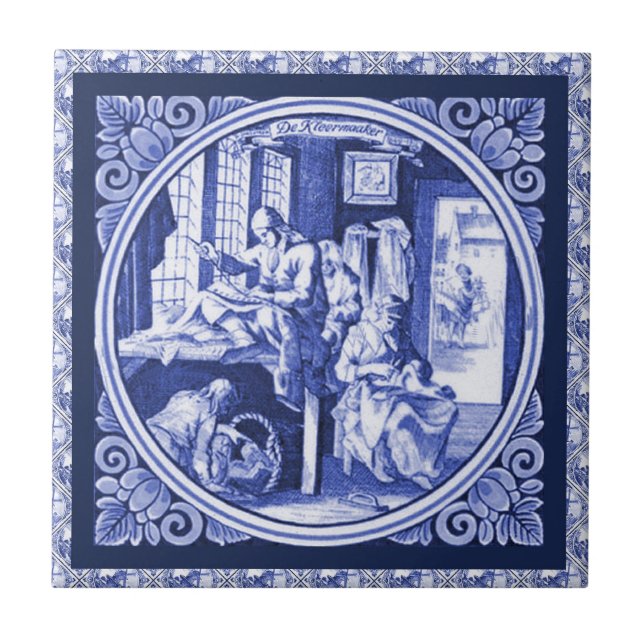 Diseño azul holandés de la teja de Delft del (Frente)