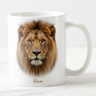 Diseño bilateral de tazas de café de león