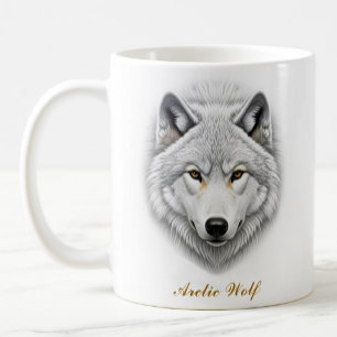 Diseño bilateral de tazas de café de lobo ártico