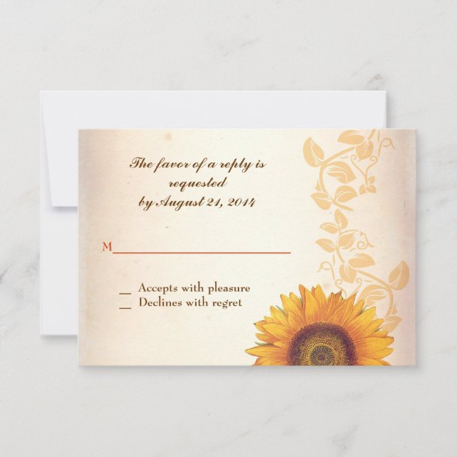diseño boda rsvp con girasol (Anverso)