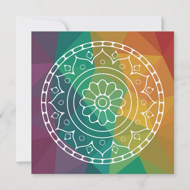 Diseño boho chic de flor de mandala india arcoíris (Anverso)