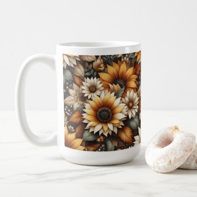 Diseño botánico de flores silvestres 🌷 taza de ca (Con donut)