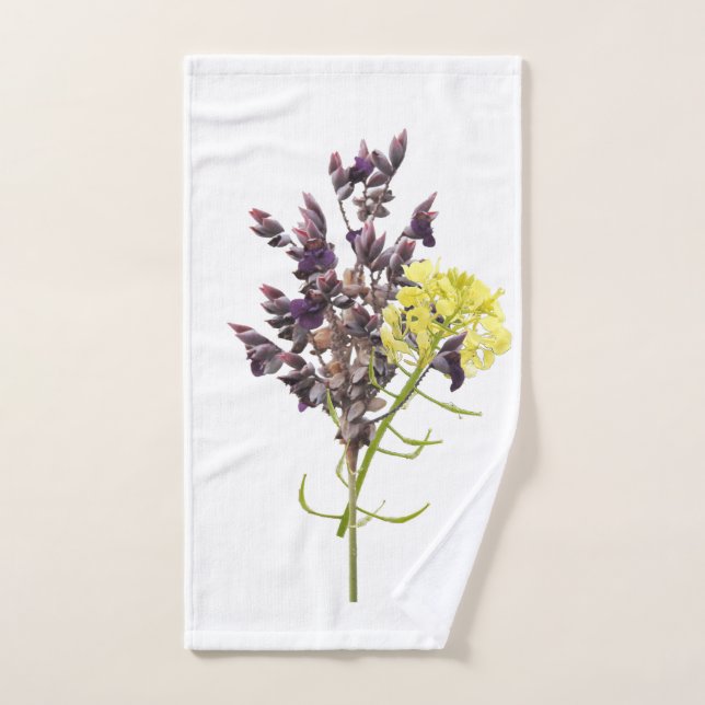 Diseño botánico de lavanda y flor silvestre amaril (Toalla de mano)