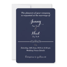 Diseño cardíaco simple Boda azul invitación