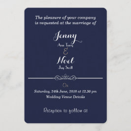 Diseño cardíaco simple Boda azul invitación