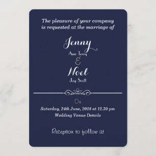 Diseño cardíaco simple Boda azul invitación