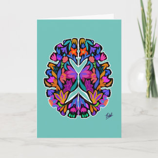 Diseño cerebral floral con tarjeta de fondo acuáti