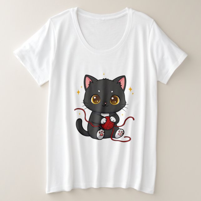 Diseño Chibi de Gato Negro Juguetón (Anverso del diseño)