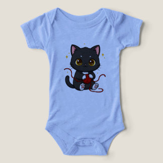 Diseño Chibi de Gato Negro Juguetón