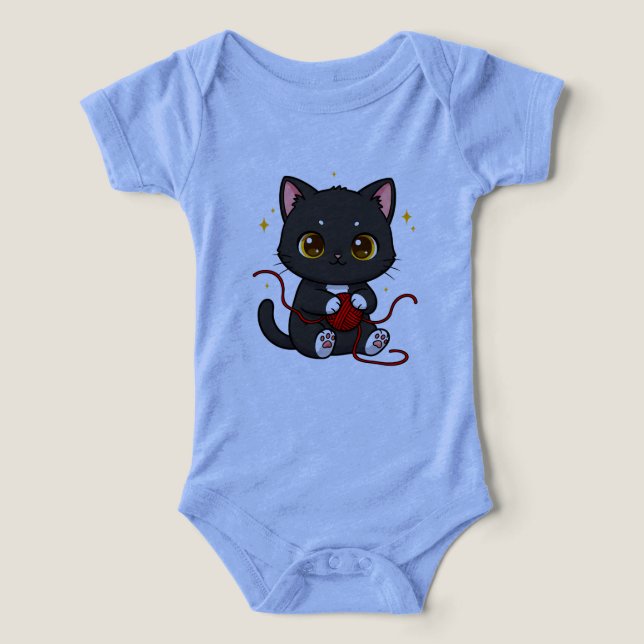 Diseño Chibi de Gato Negro Juguetón (Diseño delantero )