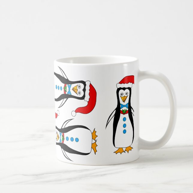 Diseño chistoso del pingüino en la taza del (Derecha)