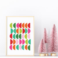 Diseño Colorido de arte geométrico rojo rosa verde