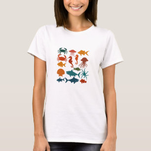 Diseño colorido de camiseta de Ocean Life