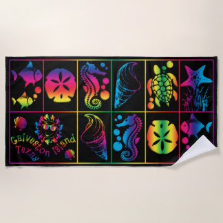 Diseño Colorido de Toalla de Playa de Galveston