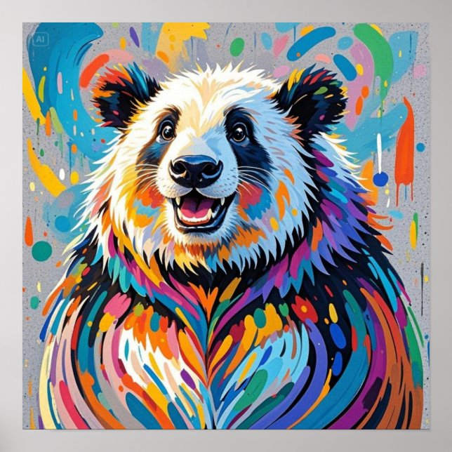Diseño colorido y abstracto de arte animal panda (Frente)