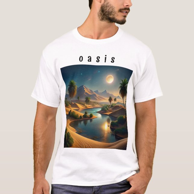 Diseño creativo de camisetas para vista oasis (Anverso)