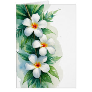 Diseño de acuarela de plumeria tropical boho y hoj