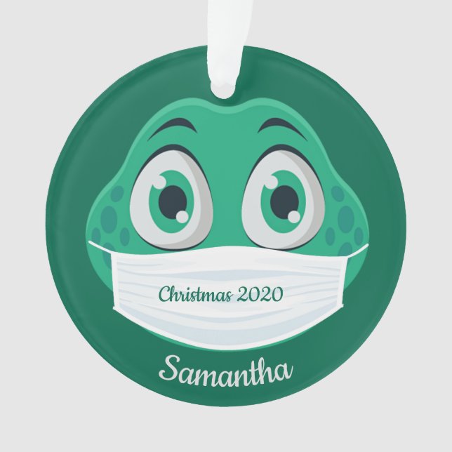 Diseño de adorno acrílico de rana con máscara (Anverso)