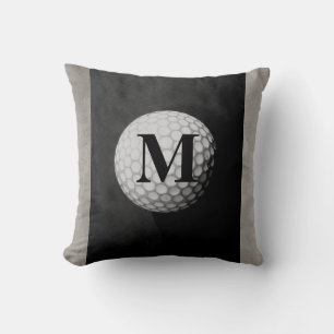 diseño de almohada de bola de golf monograma gris 