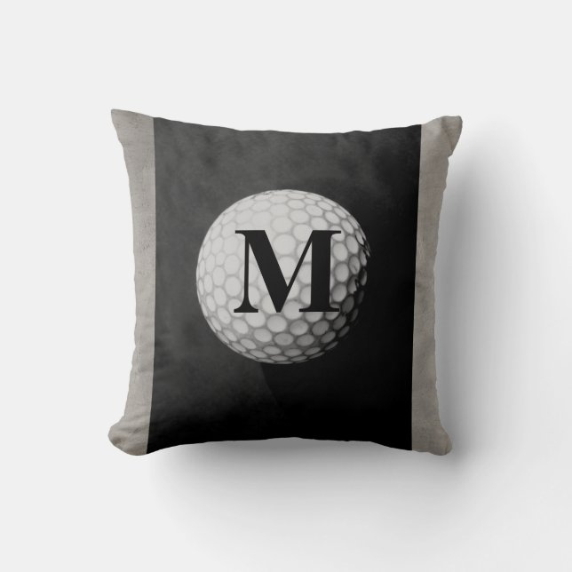 diseño de almohada de bola de golf monograma gris  (Anverso)
