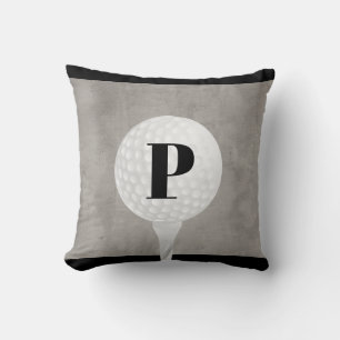 diseño de almohada de bola de golf monograma gris