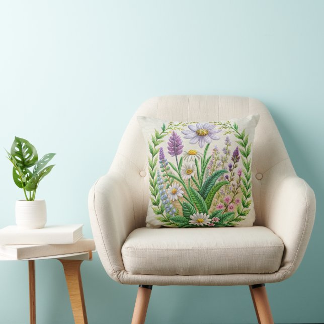 Diseño de almohada de bordado de jardín de primave (Silla)