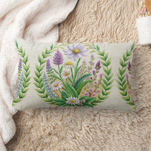 Diseño de almohada de bordado de jardín de primave