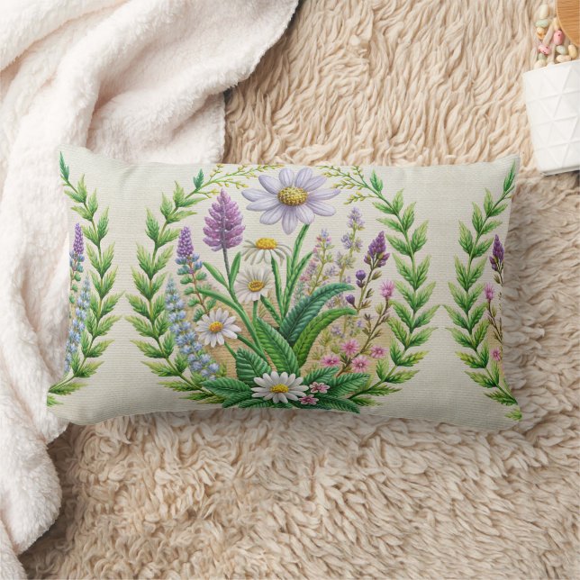 Diseño de almohada de bordado de jardín de primave (Manta)