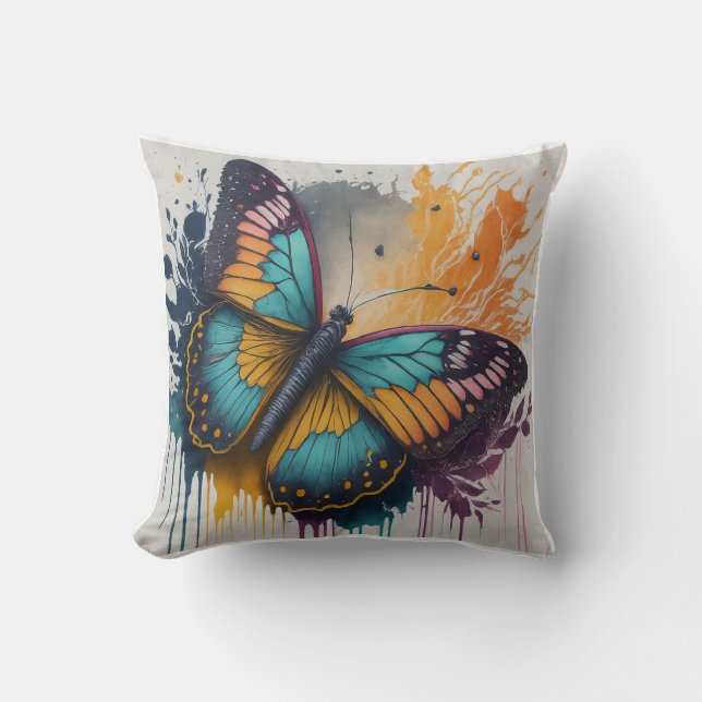 Diseño de almohada de mariposa de color acuático d (Anverso)