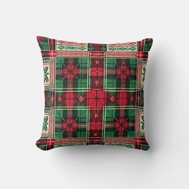 Diseño de almohada de navidades - Rojo clásico y V (Anverso)
