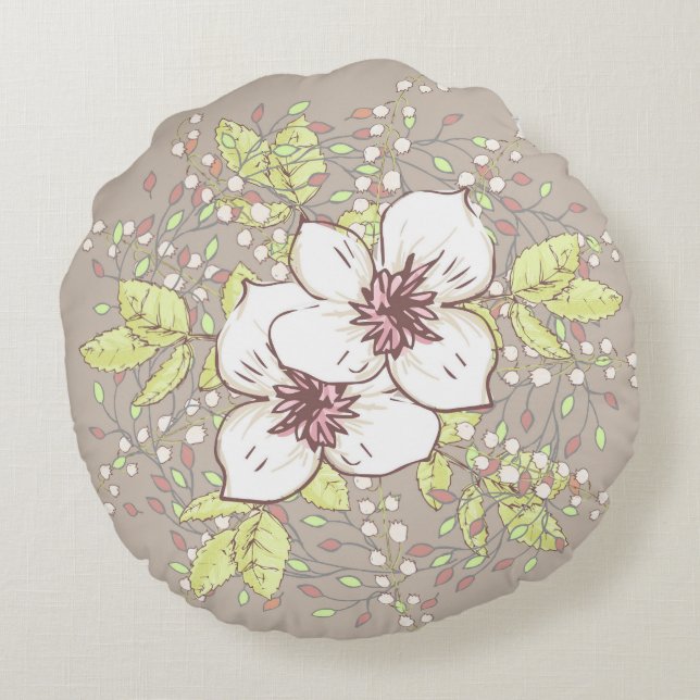 Diseño de almohada floral Tan y blanco (Reverso)