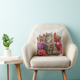 Diseño de almohada tropical para gato forestal nor