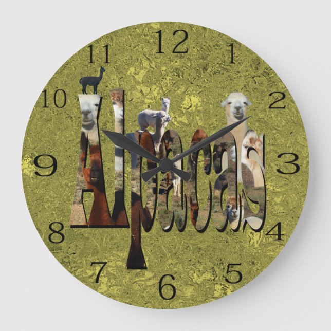 Diseño de Alpacas doradas, reloj de pared grande (Anverso)