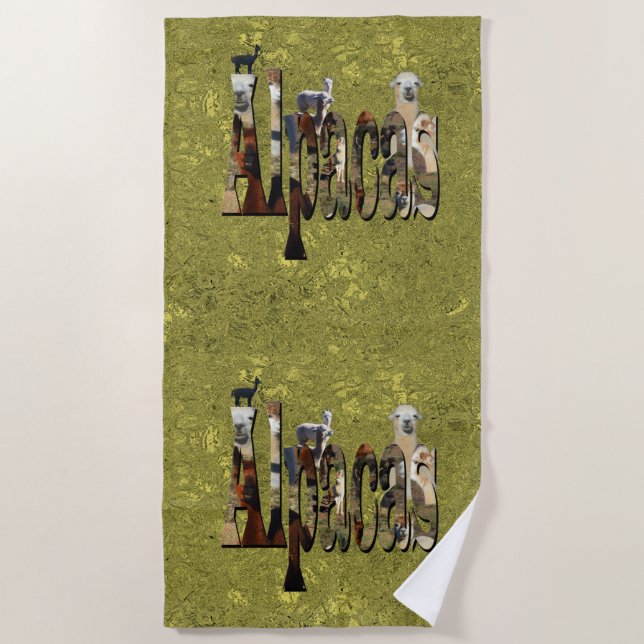 Diseño de Alpacas doradas, toalla de playa (Anverso)