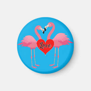 Diseño de amor de flamenco rosa - imán: imán circu