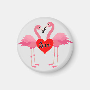 Diseño de amor de flamenco rosa - imán: imán circu