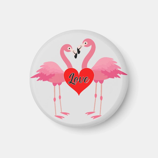 Diseño de amor de flamenco rosa - imán: imán circu (Frente)