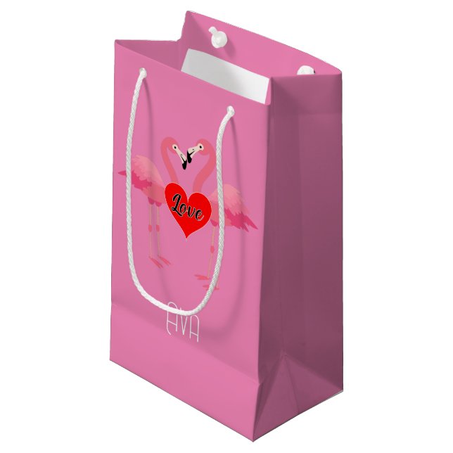 Diseño de amor Flamingo Rosa - Bolsa de regalo - P (Angulo Anverso)