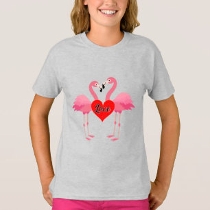 Diseño de amor Flamingo Rosa - Camiseta básica par