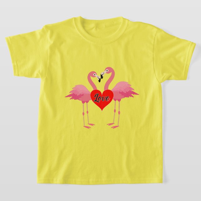 Diseño de amor Flamingo Rosa - Camiseta básica par (Distribución)