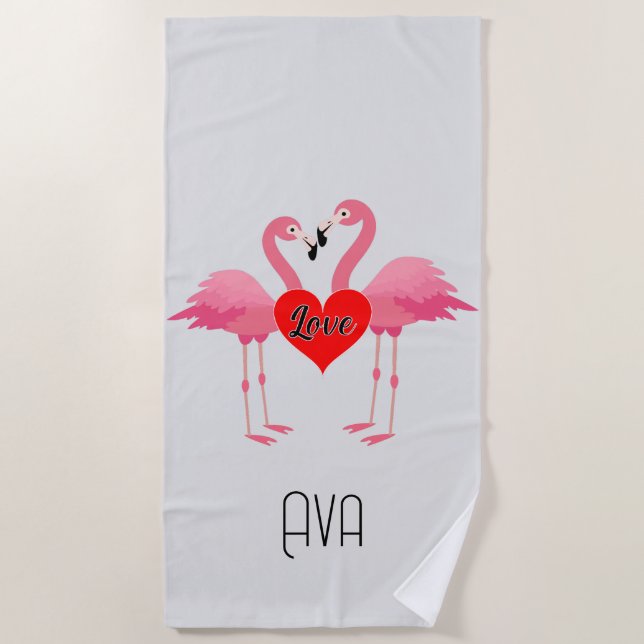 Diseño de amor Flamingo Rosa - Toalla de playa (Anverso)