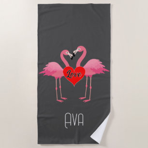 Diseño de amor Flamingo Rosa - Toalla de playa