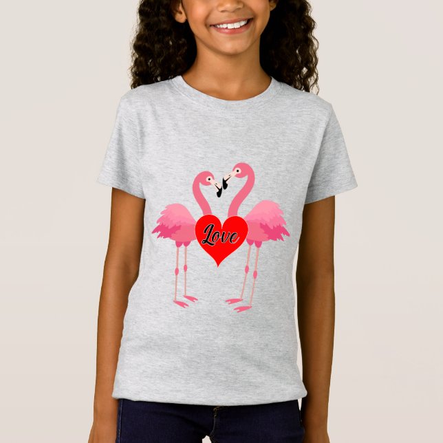 Diseño de amor Flamingo Rosado - Chica de Jersey T (Anverso)