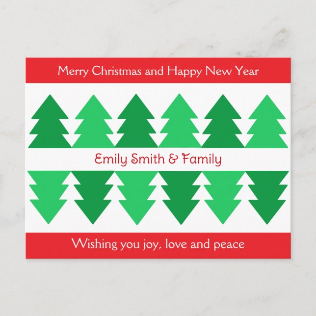 Diseño de árbol verde simple rojo Feliz navidad (Anverso)